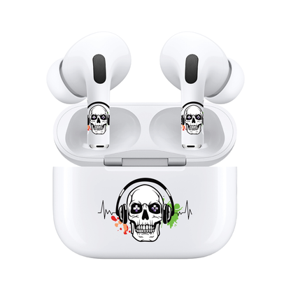 AirSkins - Compatible For AirPods 3 Earbuds & Case, Skeleton with Headphones Headphone Skin