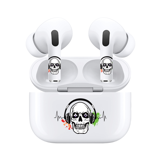 AirSkins - Compatible For AirPods 3 Earbuds & Case, Skeleton with Headphones Headphone Skin
