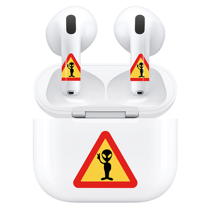 AirSkins - Compatible For AirPods 4 Earbuds & Case Alien Caution Headphone Skin