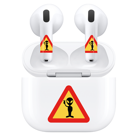 AirSkins - Compatible For AirPods 4 Earbuds & Case Alien Caution Headphone Skin
