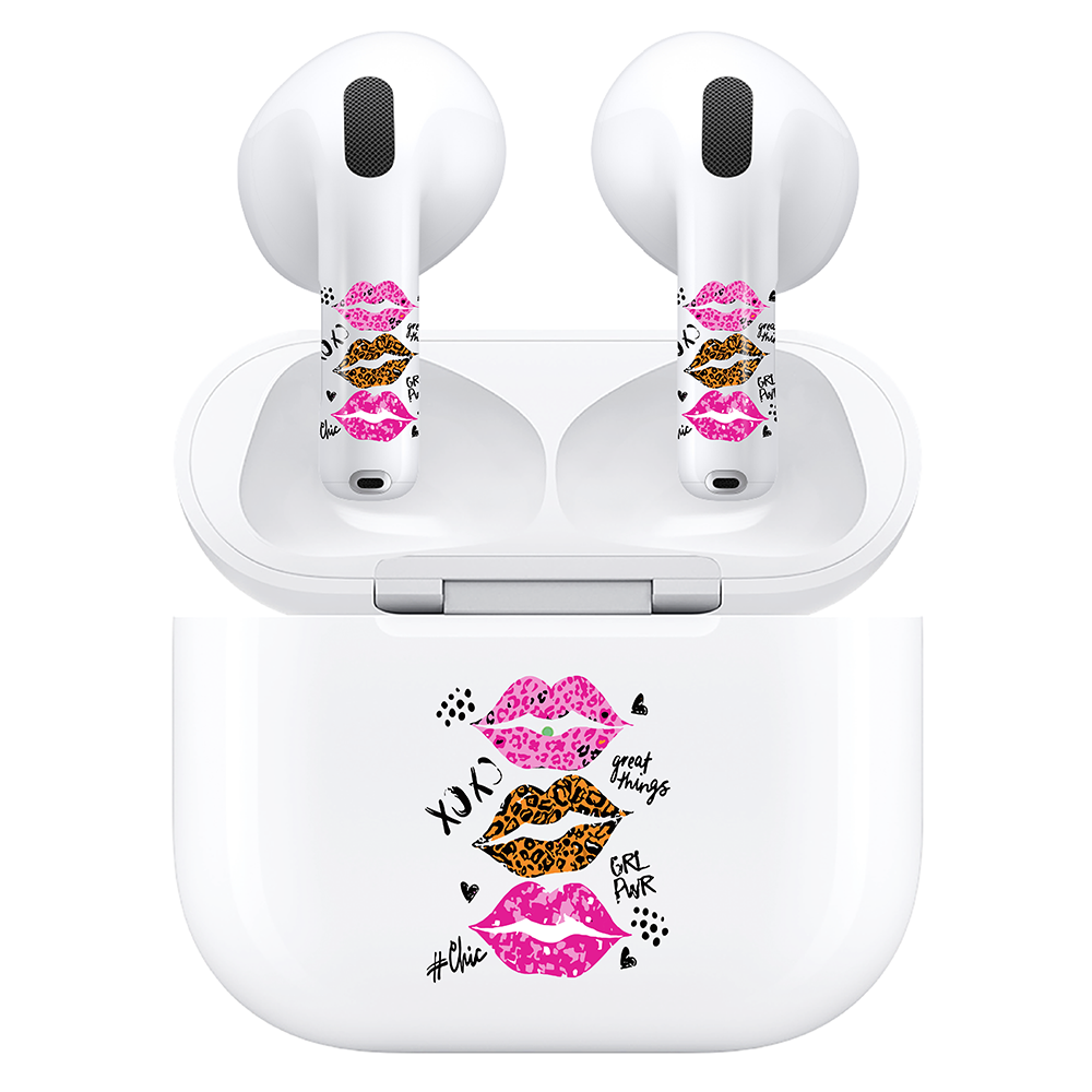 AirSkins - Compatible For AirPods 4 Earbuds & Case,  Leopard Print Lips Headphone Skin