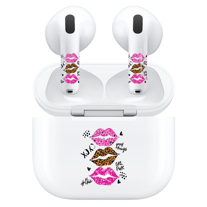 AirSkins - Compatible For AirPods 4 Earbuds & Case,  Leopard Print Lips Headphone Skin
