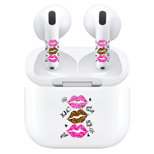 AirSkins - Compatible For AirPods 4 Earbuds & Case,  Leopard Print Lips Headphone Skin