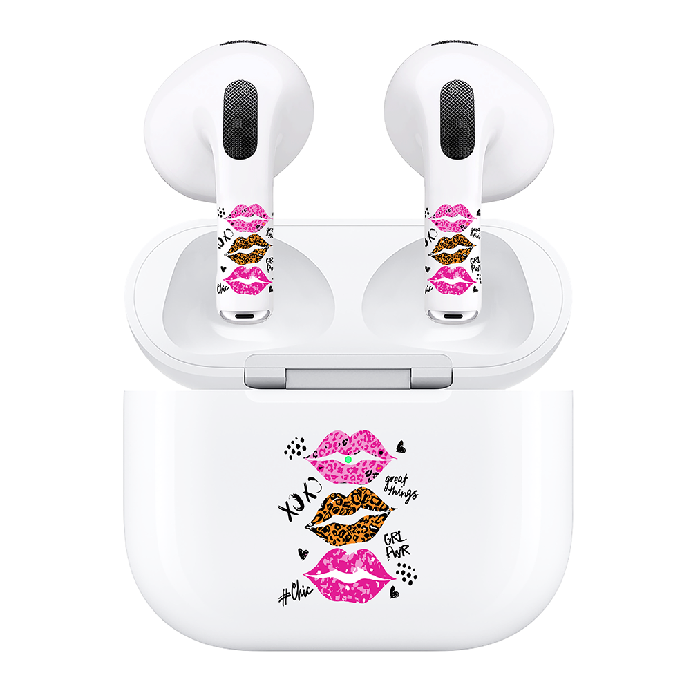 AirSkins - Compatible For AirPods 3 Earbuds & Case, Leopard Print Lips Headphone Skin
