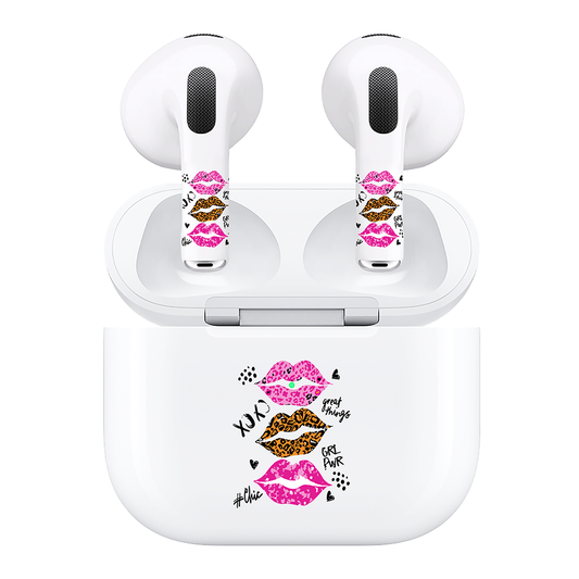 AirSkins - Compatible For AirPods 3 Earbuds & Case, Leopard Print Lips Headphone Skin