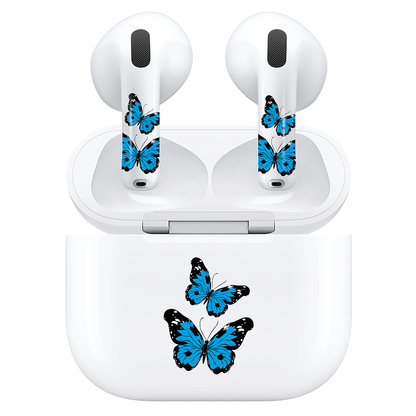AirSkins - Compatible For AirPods 4 Earbuds & Case Blue Butterflies Headphone Skin