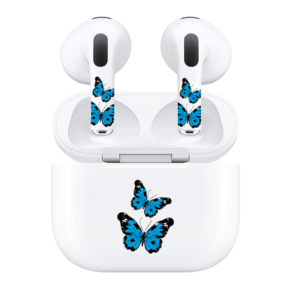 AirSkins - Compatible For AirPods 3 Earbuds & Case Blue Butterflies Headphone Skin