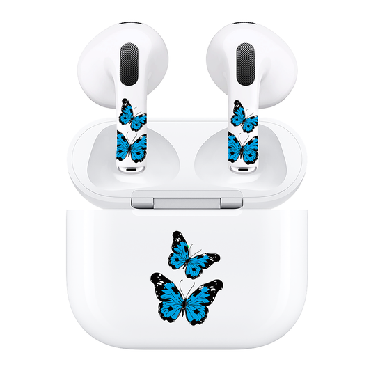 AirSkins - Compatible For AirPods 3 Earbuds & Case Blue Butterflies Headphone Skin