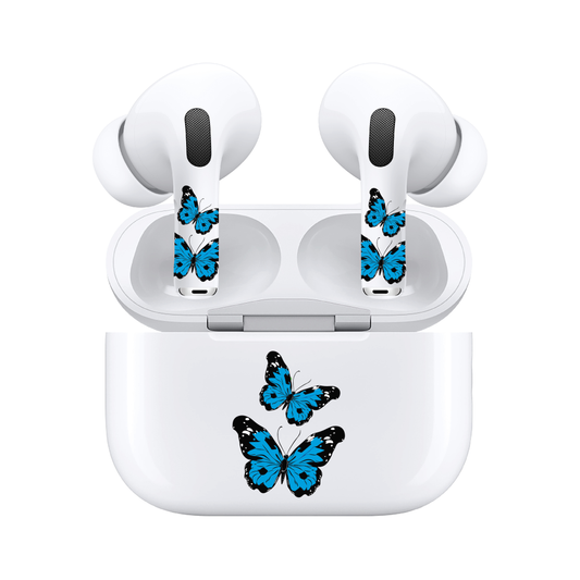 AirSkins - Compatible For AirPods 3 Earbuds & Case Blue Butterflies Headphone Skin