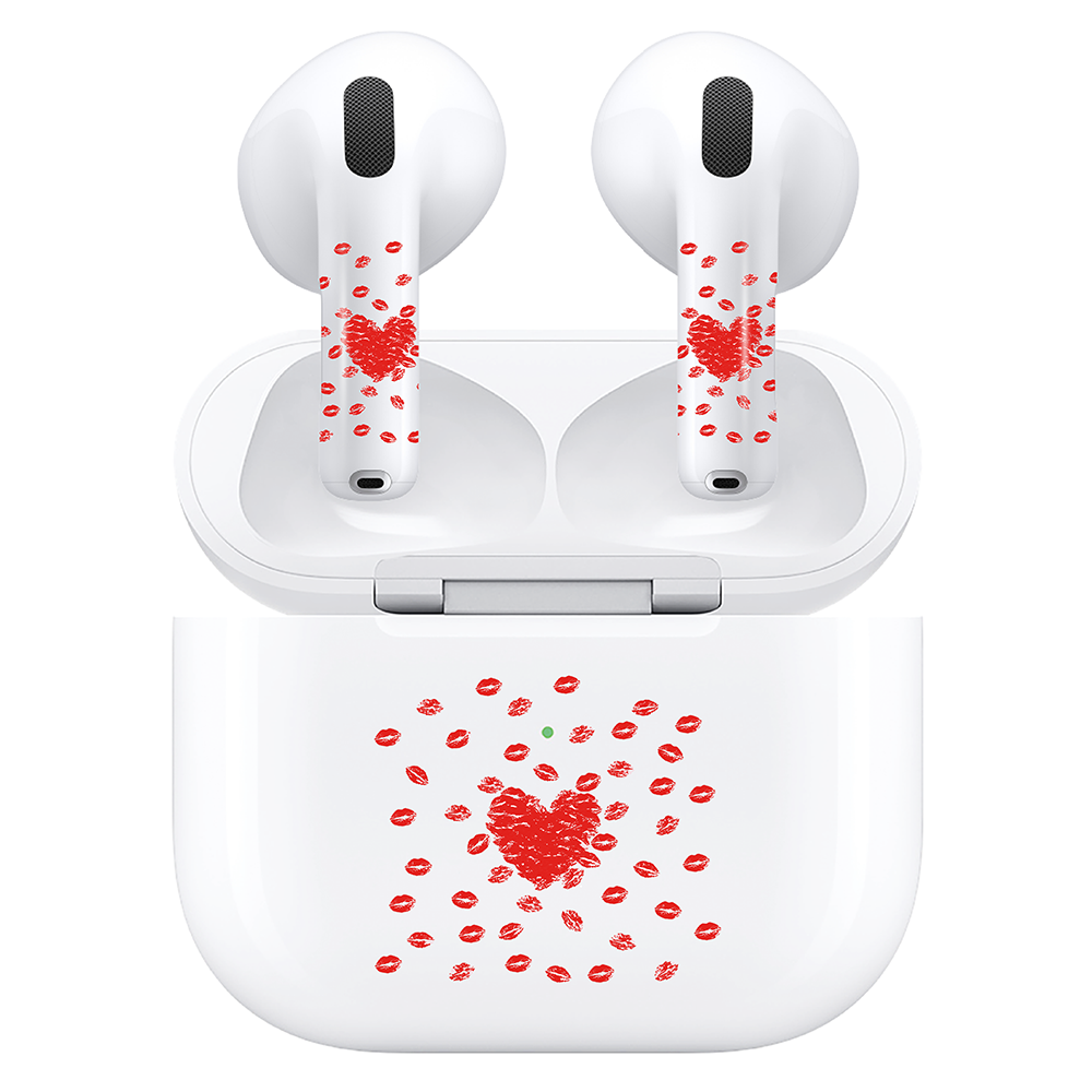 AirSkins - Compatible For AirPods 4 Earbuds & Case, Red Hearts Headphone Skin