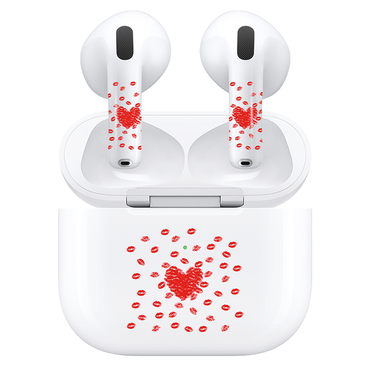 AirSkins - Compatible For AirPods 4 Earbuds & Case, Red Hearts Headphone Skin