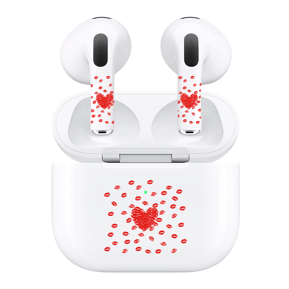 AirSkins - Compatible For AirPods 3 Earbuds & Case,  Red Hearts Headphone Skin