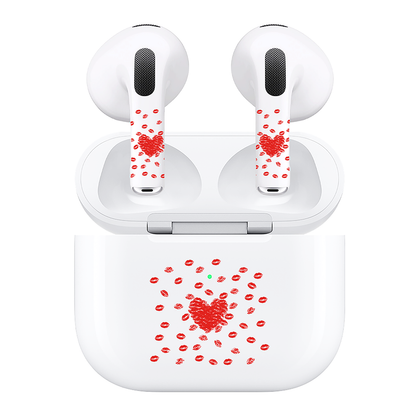 AirSkins - Compatible For AirPods 3 Earbuds & Case,  Red Hearts Headphone Skin