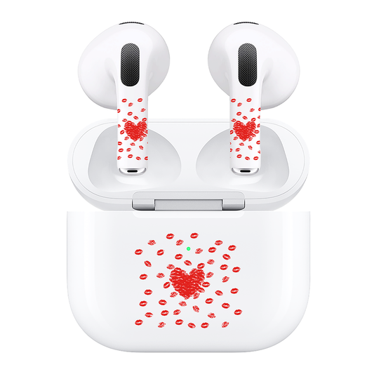 AirSkins - Compatible For AirPods 3 Earbuds & Case,  Red Hearts Headphone Skin